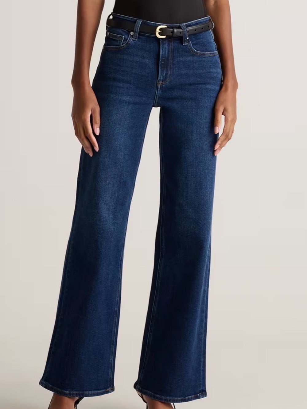 Quince Bella Stretch Wide Leg Jeans - Midnight Blue